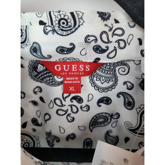 Guess Los Angeles NWT Men's Long Sleeve Paisley Slim Fit Button Up Shirt Sz XL - Picture 4 of 12